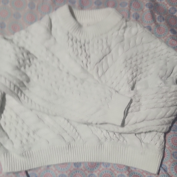 Women's White Cable Knit Sweater - Picture 1 of 1